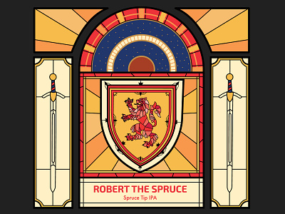 Robert the Spruce beer can design design illustration illustrator medieval robertthebruce stained glass vector