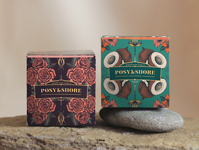 POSY SHORE bath beauty branding branding and identity cosmetics detailed floral identity lifestyle natural organic packaging packaging design soap soapbox surface pattern surface pattern design tropical