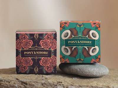 POSY SHORE bath beauty branding branding and identity cosmetics detailed floral identity lifestyle natural organic packaging packaging design soap soapbox surface pattern surface pattern design tropical
