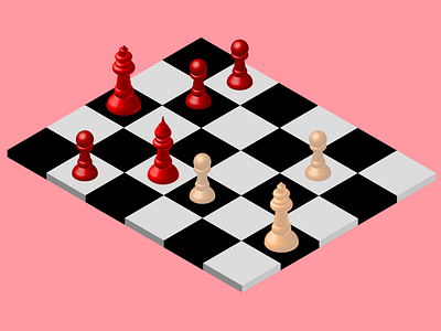 Isometric Chess Board 3d board checkerboard chess design illustrator isometric ivory red