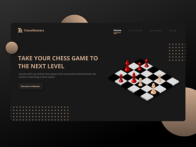 Dark Chess Landing Page 3d chess chess masters chessboard coffee dark dark theme desktop landing page learn chess sepia ui ui design ux
