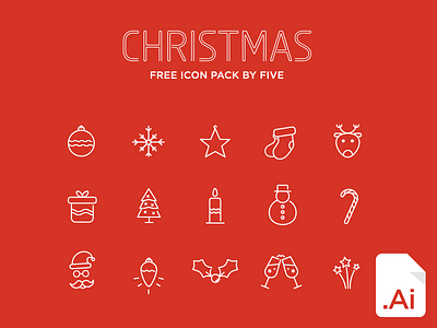 Christmas Icon Pack By Five ai christmas free free icon pack freebie holiday icon pack santa vector xmas