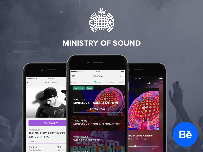 Ministry of Sound Behance ui ux app design ios five iphone mobile music player interface behance
