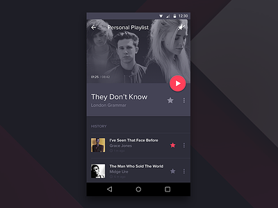 Material Music Player android android l app application dark details material mobile music player screen ui