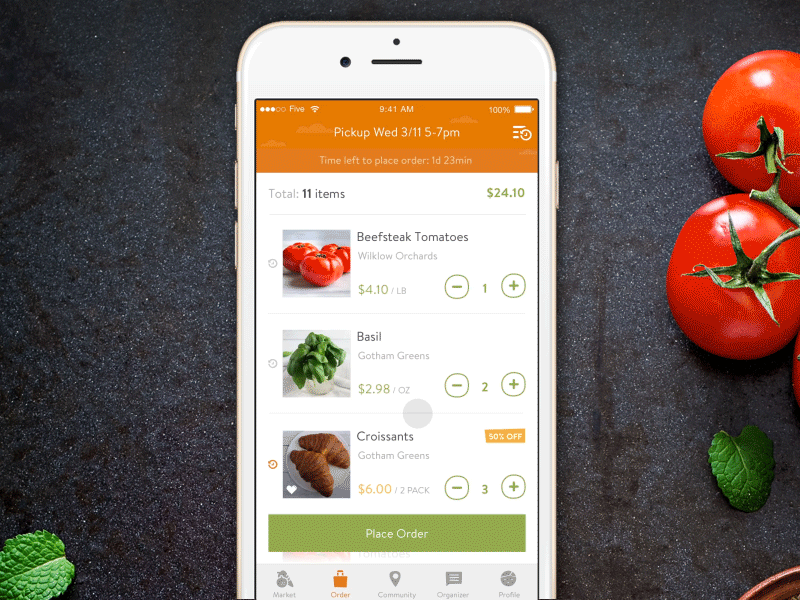 Farmigo for iOS - Place order after effects animation app details farmigo fivenyc fresh gif groceries ios mobile order