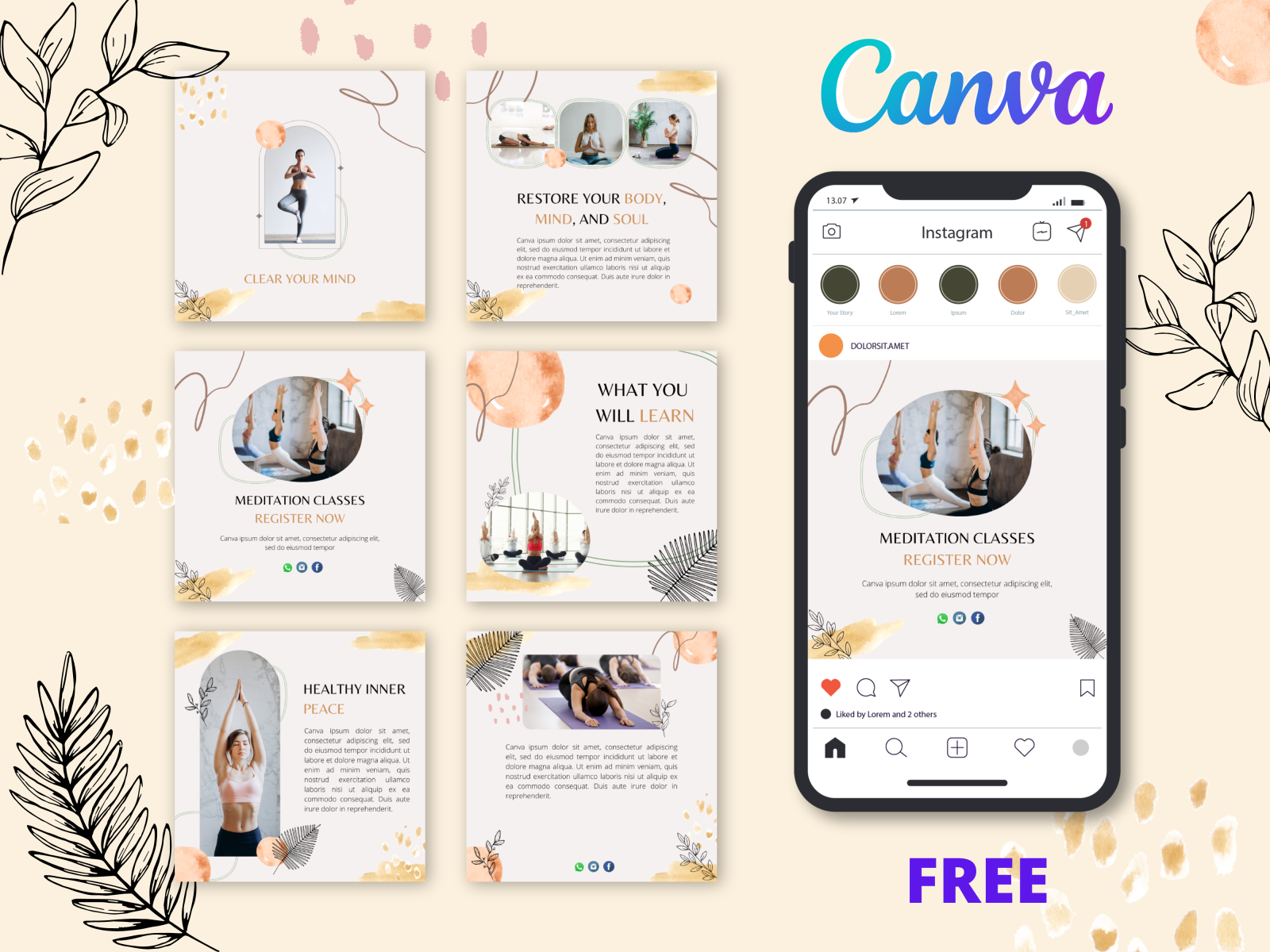 Healthy Yoga Social Media Template (Canva Free) by Anne Alvantine on ...