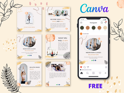 Healthy Yoga Social Media Template (Canva Free)