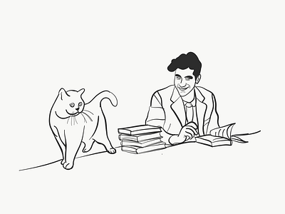 It’s a cat cat world line drawing illustration