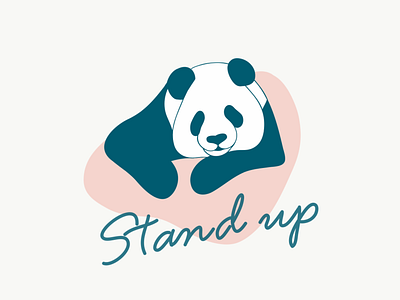 Stand up Panda apple pencil illustration linedrawing
