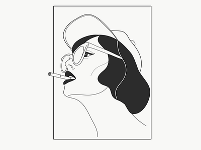 Hat girl illustration illustration line illustration tattoo