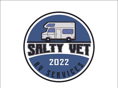 Salty vet logo badge emblem graphic design logo motorhome rv solar system