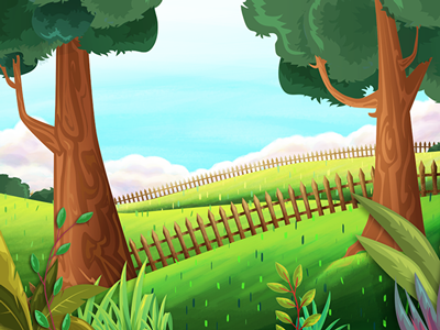 Game Background digital painting fields game landscape plants trees vector