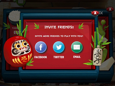 Sushi Diner UI - Invite friends android food game invite ios sushi ui