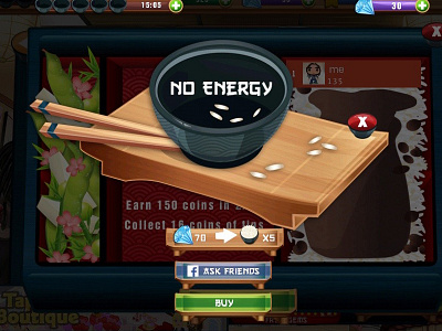 Sushi Diner UI - No Energy android energy food game ios sushi ui