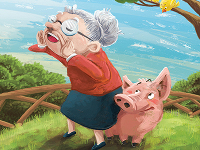Weeble Feeble Grandma character design childrens books digital painting illustration