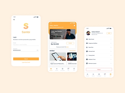 Sambi - a Day Worker Platform app design mobile app mobile app design ui uiux