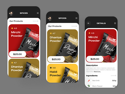 Spices App UI Design 3d animation appdesign branding design graphicsdesign illustration logo motion graphics productdesign spicesapp spicesui ui uidesign uiux ux uxdesign vector webdesign websitedesign