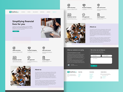 Landing page of Taxdeal.in about us design figma fintech form hero section landing page minimal design tax testimonial ui ux ui design ux design