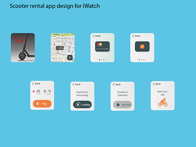 scooter rental App design for  iWatch