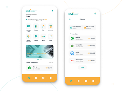 Redesign Concept BSI Mobile banking app branding design flat payment ui ux vector