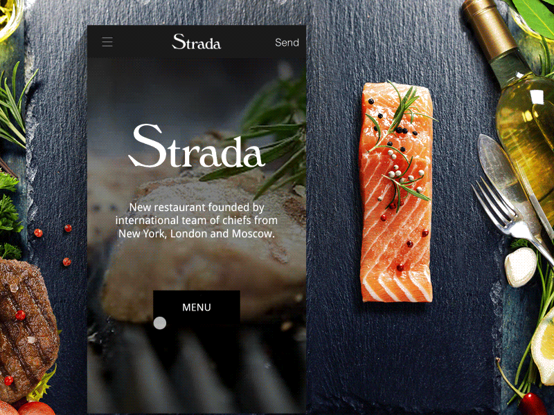 Strada cafe App animation app design flat food gif ios iphone restaurant shop ui ux