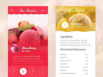Ice Cream 6 app design flat ice ios iphone mobile plus ui ux web