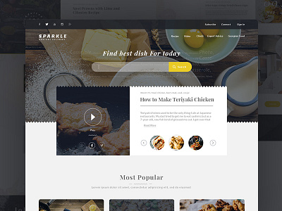 Sparkle Food blog blog chef cook cooking design food restaurant site ui ux web website