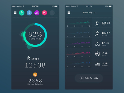 Fitness Tracker App activity apps chart design fitness flat graph interface statistics tracker ui ux