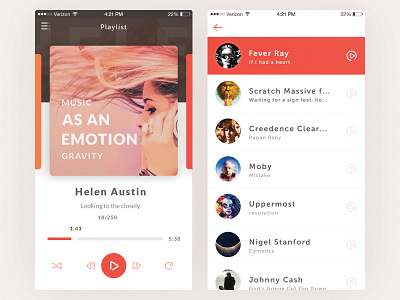 Music Player android app design flat interface ios list music player playlist ui ux