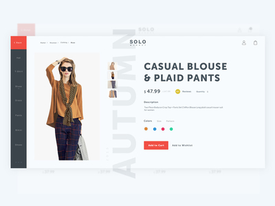 Product page for Ecommerce checkout commerce design fashion flat interface marketing store ui ux web website