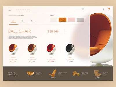 Furniture web interface chair design ecommerce furniture material page product room store ui ux website