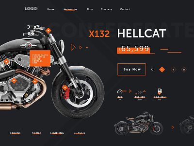 Motorcycle Product Page clean dark design graphic interface layout motorcycle typography ui ux web website