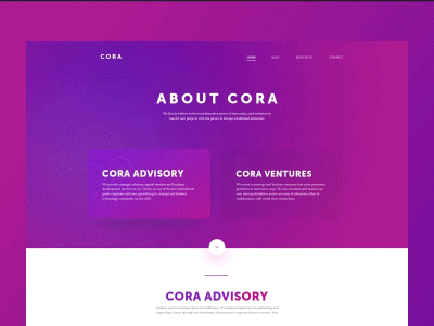 Cora Advisory animation design interface landing motion page site typography ui ux web website