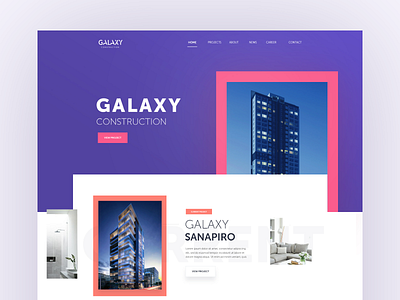 Galaxy Construction architecture buildings design interface landing layout page property typography ui ux web