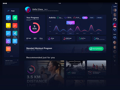 Fitness App Interface activity apps chart design fitness flat graph interface statistics tracker ui ux