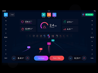 Fitness app treadmill interface activity apps chart design fitness flat graph interface statistics tracker ui ux