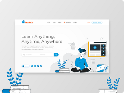 e-Learning Website Landing Banner adobe xd design education website elearning website illustration ui ui ux design web banner web design website design