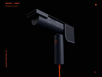 BRADRY — Portable hair dryer 3d art black dark fusion360 hairdryer industrial design keyshot modern render