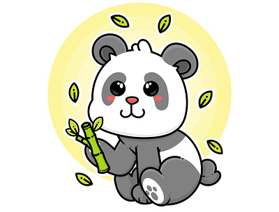 Cute Mini Panda Eat Bamboo 🐼 design