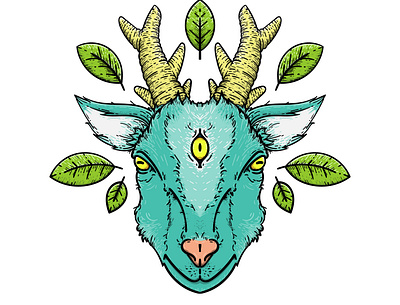 Three Eye Blue Goat 👁👁👁 illustration