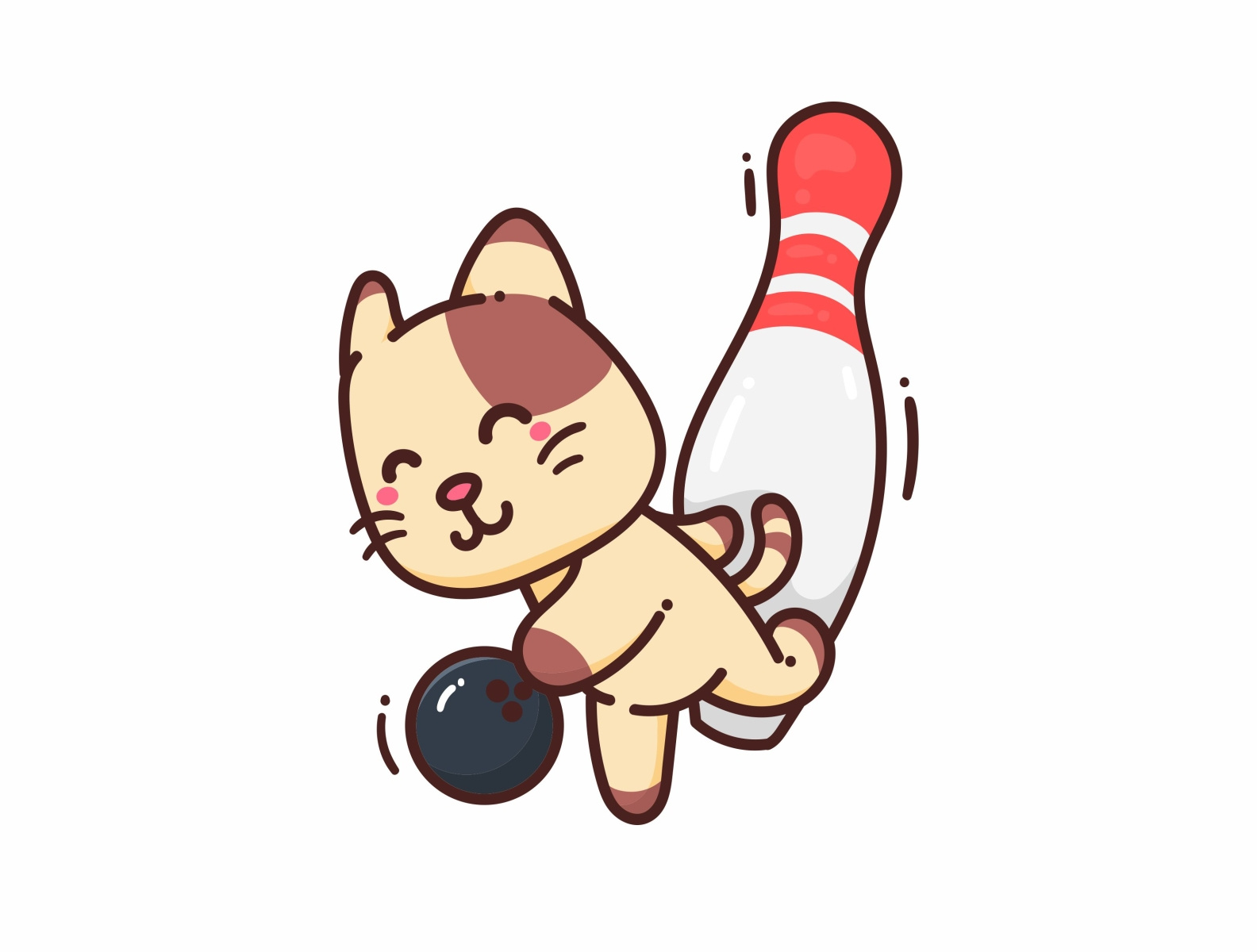 Happy Brown Cat bowling ball sport cartoon by Go Ard_Work on Dribbble