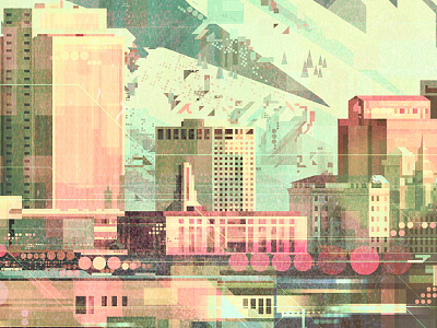 City city glitch illustration james gilleard retro vector vintage