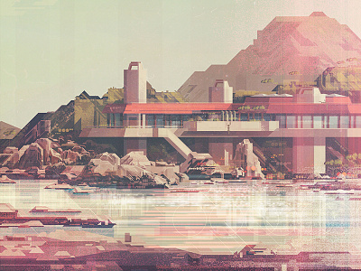 Beach House architecture glitch illustration james gilleard landscape retro vector