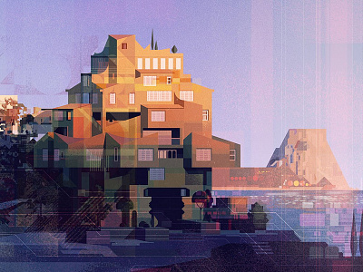 Creative House geometric glitch house illustration james gilleard retro vector