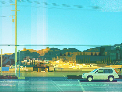 Japan By Car digital geometric illustration james gilleard japan vector vintage