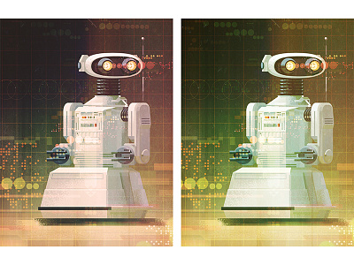 Robot digital geometric illustration james gilleard robot vector vintage