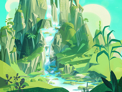 Waterfall concept art illustration james gilleard waterfall