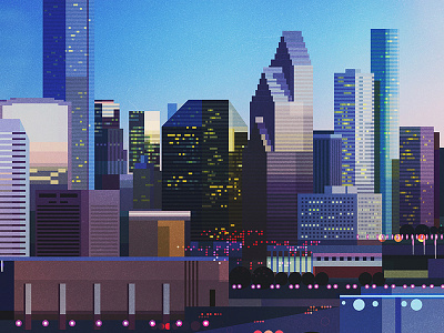 Houston architecture digital geometric glitch illustration illustrator james gilleard landscape retro vector vintage