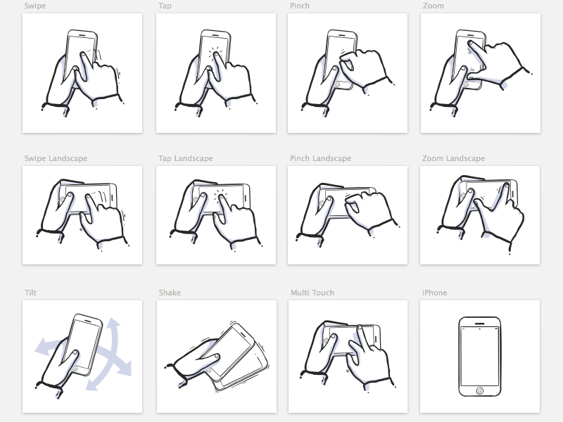 iPhone Gestures Sketch 3 Symbols icons ui sketch sketch3 symbols drawing