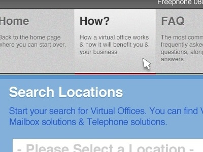 Virtual Offices Menu & Search box